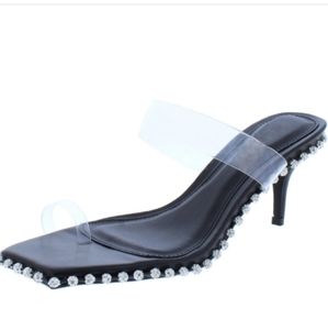 'AIDA'' STUDDED LUCITE KITTEN HEEL